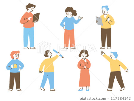 Set of people working in various places_color 117384142