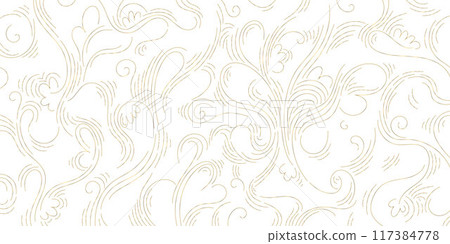 Vector gold on white swirl motif, line luxury royal pattern. Vintage elegant floral ornament, fancy filigree background. Victorian wallpaper, art deco nouveau texture Vector gold on white swirl motif, line luxury royal pattern. Vintage elegant floral ornament, fancy filigree background. Victorian wallpaper, art deco nouveau texture 117384778