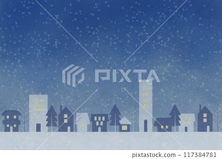 Vector illustration of a snowy cityscape 117384781
