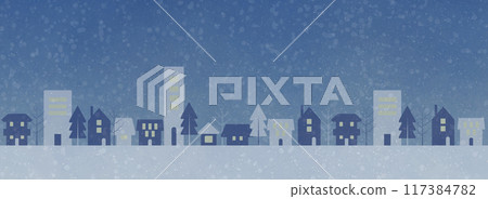 白雪皚皚的城市景觀的向量圖 117384782