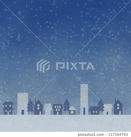 Vector illustration of a snowy cityscape 117384783