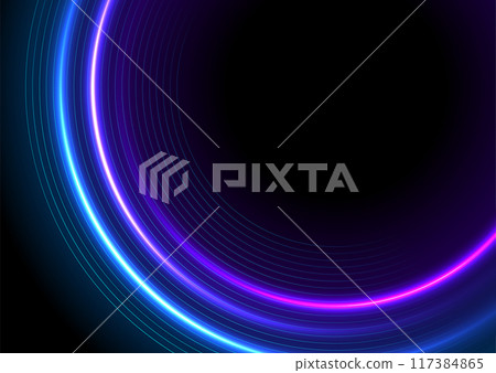 Bright blue ultraviolet neon glowing shiny circles abstract background Bright blue ultraviolet neon glowing shiny circles abstract background 117384865