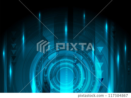 Glowing blue abstract futuristic technology background with arrows Glowing blue abstract futuristic technology background with arrows 117384867