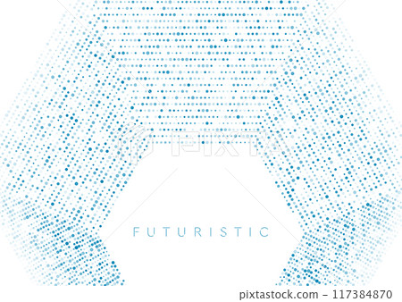 Hi-tech blue white abstract background with hexagonal dotted lines Hi-tech blue white abstract background with hexagonal dotted lines 117384870