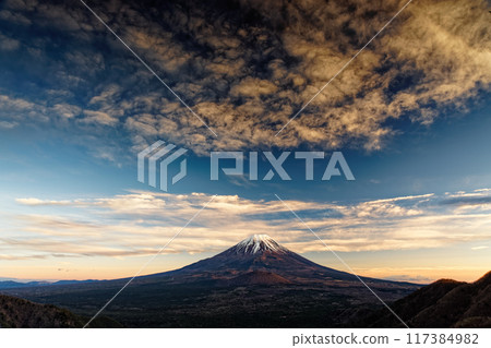 Mount Fuji and sunset clouds seen from Shoji Pass Mount Fuji and sunset clouds seen from Shoji Pass 117384982