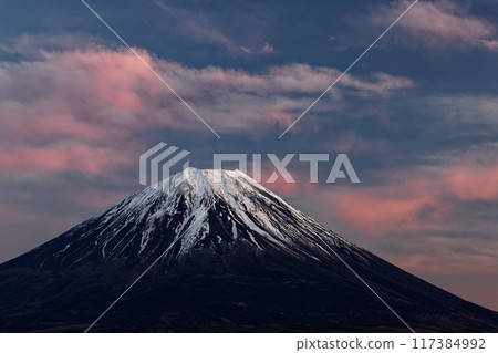 Mount Fuji and sunset clouds seen from Shoji Pass Mount Fuji and sunset clouds seen from Shoji Pass 117384992