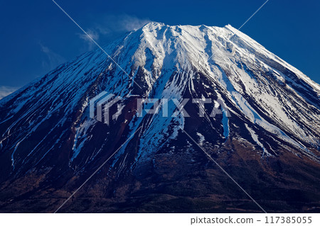 Mount Fuji seen from Shoji Pass just before dusk Mount Fuji seen from Shoji Pass just before dusk 117385055