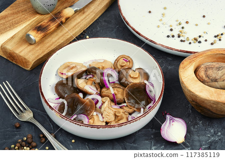 Salted pickled mushrooms. Salted pickled mushrooms. 117385119