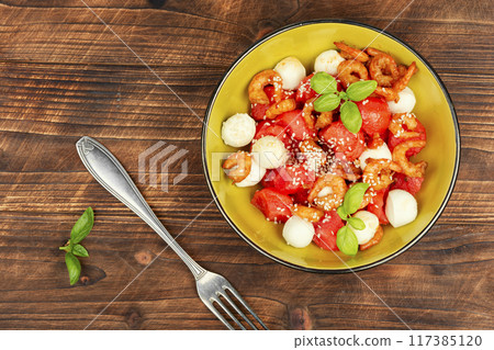 Grilled shrimp and watermelon salad Grilled shrimp and watermelon salad 117385120