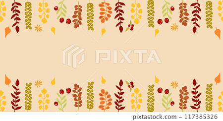 Autumn decorative vector border. Fall design, vintage style. Autumn decorative vector border. Fall design, vintage style. 117385326