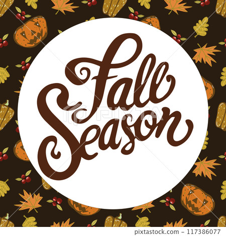 Fall season lettering, autumn decorative hand drawn vector card. Fall season lettering, autumn decorative hand drawn vector card. 117386077