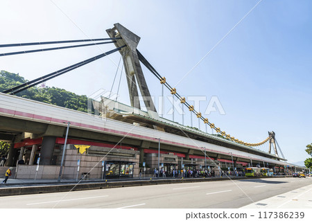 Building view of Jiantan MRT Station in Taipei, Taiwan. 117386239