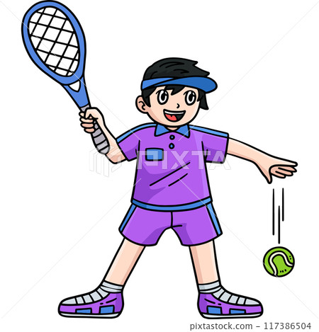 Tennis Player Dribbling the Ball Cartoon Clipart Tennis Player Dribbling the Ball Cartoon Clipart 117386504