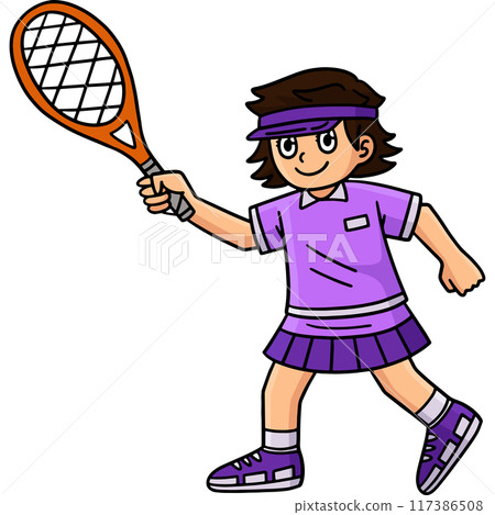 Tennis Female Player with a Racket Cartoon Clipart Tennis Female Player with a Racket Cartoon Clipart 117386508
