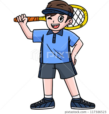 Tennis Boy with a Racket Cartoon Colored Clipart Tennis Boy with a Racket Cartoon Colored Clipart 117386523