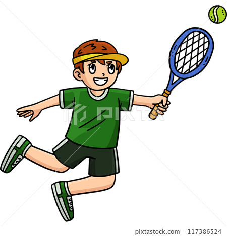 Tennis Player Reaching the Ball Cartoon Clipart Tennis Player Reaching the Ball Cartoon Clipart 117386524
