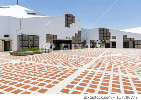 uilding view of the Taijiang National Park and Visitor Center white building in Tainan, Taiwan. 117386772