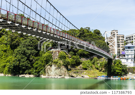 Beautiful view of Bitan Scenic Area in New Taipei City, Taiwan. it's one of the eight famous attractions in Taiwan. Beautiful view of Bitan Scenic Area in New Taipei City, Taiwan. it's one of the eight famous attractions in Taiwan. 117386793