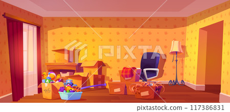 Personal stuff in cardboard boxes for house moving Personal stuff in cardboard boxes for house moving 117386831