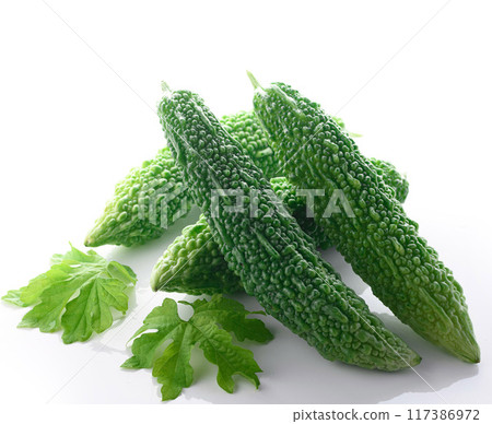 夏季蔬菜苦瓜（苦瓜）白色背景 117386972