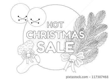 Christmas Sale Coloring Page with Festive Elements Christmas Sale Coloring Page with Festive Elements 117387468