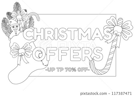 Christmas Coloring Page with Stocking and Candy Christmas Coloring Page with Stocking and Candy 117387471