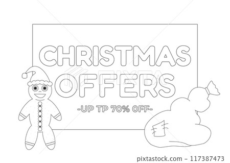 Christmas Coloring Page with Gingerbread and Sack Christmas Coloring Page with Gingerbread and Sack 117387473
