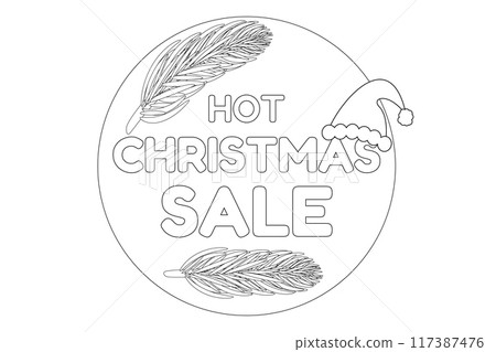 Christmas Coloring Page with Santa Hat and Branches 117387476