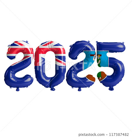 3D illustration of new year 2025 balloons on Montserrat flag color, isolated on transparent background 3D illustration of new year 2025 balloons on Montserrat flag color, isolated on transparent background 117387482