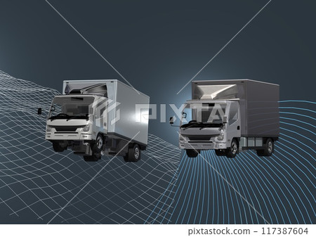 EV truck EV car carbon neutral transportation logistics (3DCG image) 117387604