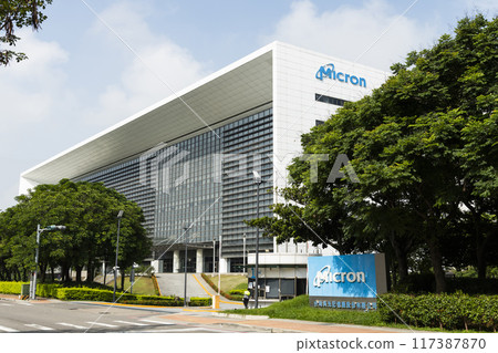 Building view of Micron Technology Company Taichung Houli plant in Taiwan. is an American producer of computer memory and computer data storage. 117387870