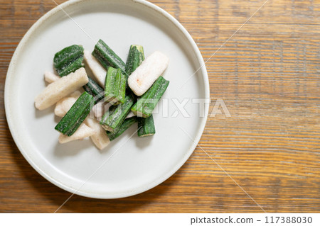 Okra and yam snacks Okra and yam snacks 117388030