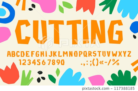 Fub rough pirate font, cutout kids type of English alphabet letters, vector cartoon typeface. Abstract fub rough font with cutting cartoon letters, bold typeset for kids pirate adventure or story book Fub rough pirate font, cutout kids type of English alphabet letters, vector cartoon typeface. Abstract fub rough font with cutting cartoon letters, bold typeset for kids pirate adventure or story book 117388185