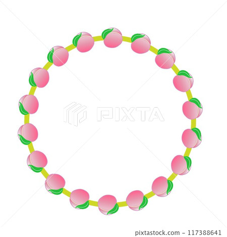 Peach fruit circular decorative frame illustration 117388641