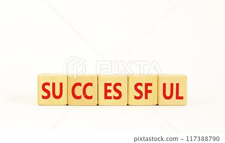 Successful symbol. Concept word Successful on beautiful wooden blocks. Beautiful white background. Business successful concept. Copy space. Successful symbol. Concept word Successful on beautiful wooden blocks. Beautiful white background. Business successful concept. Copy space. 117388790