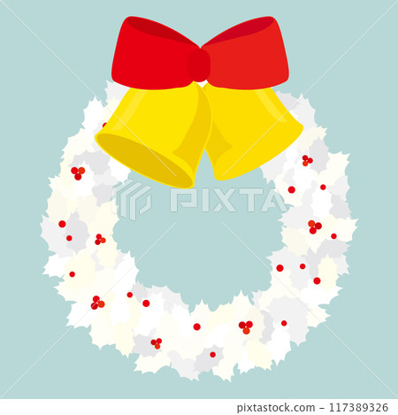 Red ribbon Christmas wreath ornament vector illustration (mint) 117389326