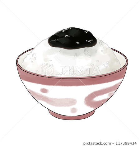 Rice topped with boiled seaweed 117389434