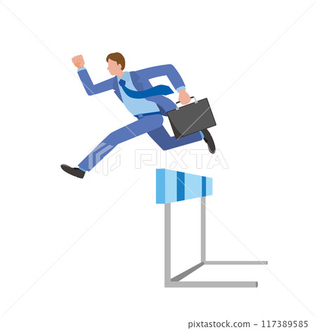 A businessman who jumps over the hurdle 117389585