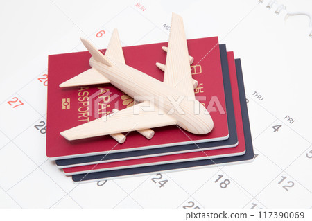 Passport and passport calendar background 117390069