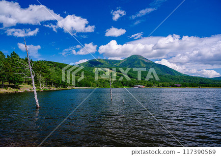 Megami Lake and Mt. Tateshina in Summer Megami Lake and Mt. Tateshina in Summer 117390569
