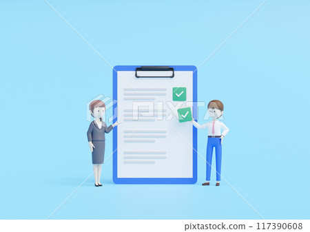 3DCG | A businessman checking a document and checking it 3DCG | A businessman checking a document and checking it 117390608