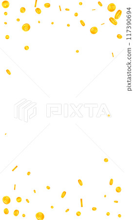 Thai baht coins falling. Gold scattered THB coins. Thailand money. Global financial crisis concept. Vector illustration. 117390694