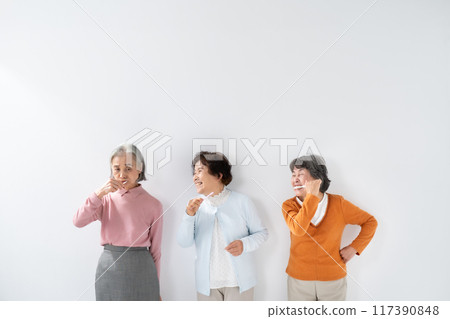 Dental care toothbrush senior woman 117390848