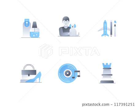 Human household items - flat design style icons set Human household items - flat design style icons set 117391251