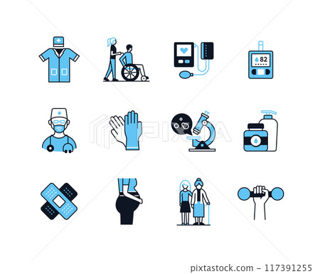 Medical equipment - line design style icons set 117391255