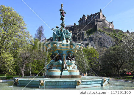 [UK, Scotland] Ross Fountain and Edinburgh Castle 117391300