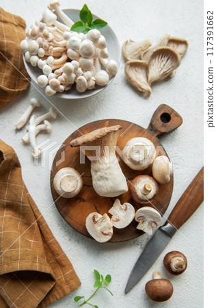Assortment of various mushrooms 117391662