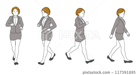 行走的商務人士（女）插畫素材 117391895