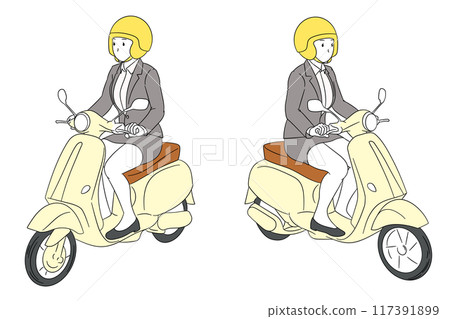 從某個角度看駕駛踏板車的商務人士(女)插畫素材 從某個角度看駕駛踏板車的商務人士(女)插畫素材 117391899