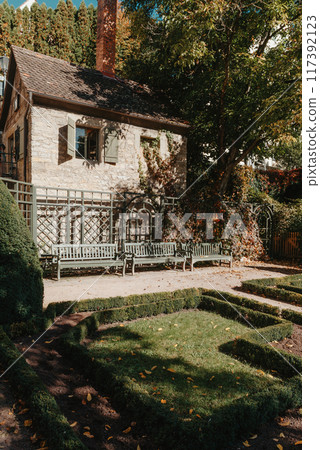 Old national German town house in Bietigheim-Bissingen, Baden-Wuerttemberg, Germany, Europe. Old Town is full of colorful and well preserved buildings. Old national German town house in Bietigheim-Bissingen, Baden-Wuerttemberg, Germany, Europe. Old Town is full of colorful and well preserved buildings. 117392123